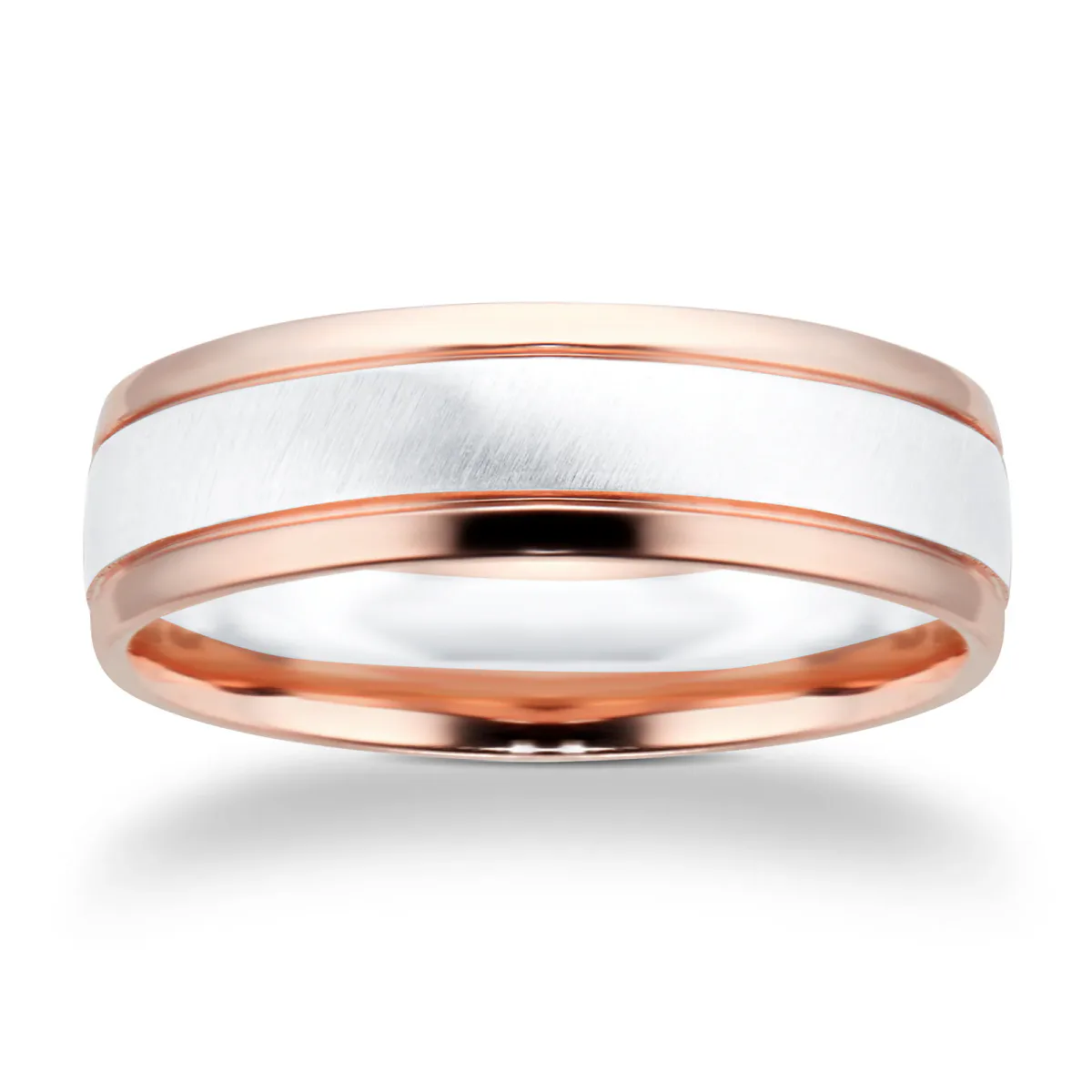 For Him 9ct White Gold & Rose Gold Two Tone Wedding Ring