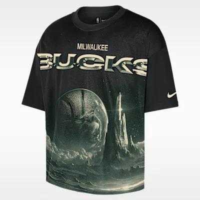 Nike Milwaukee Bucks Courtside Men's Nike NBA Boxy T-Shirt - Black