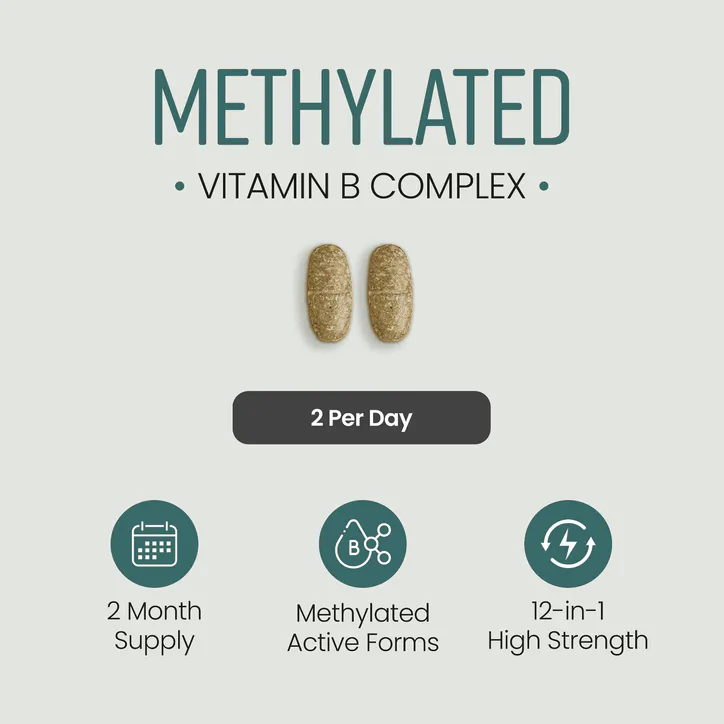 VitaBright Methylated Vitamin B Complex with Vitamin C - 11 B Vitamins - 120 Tablets detail 3