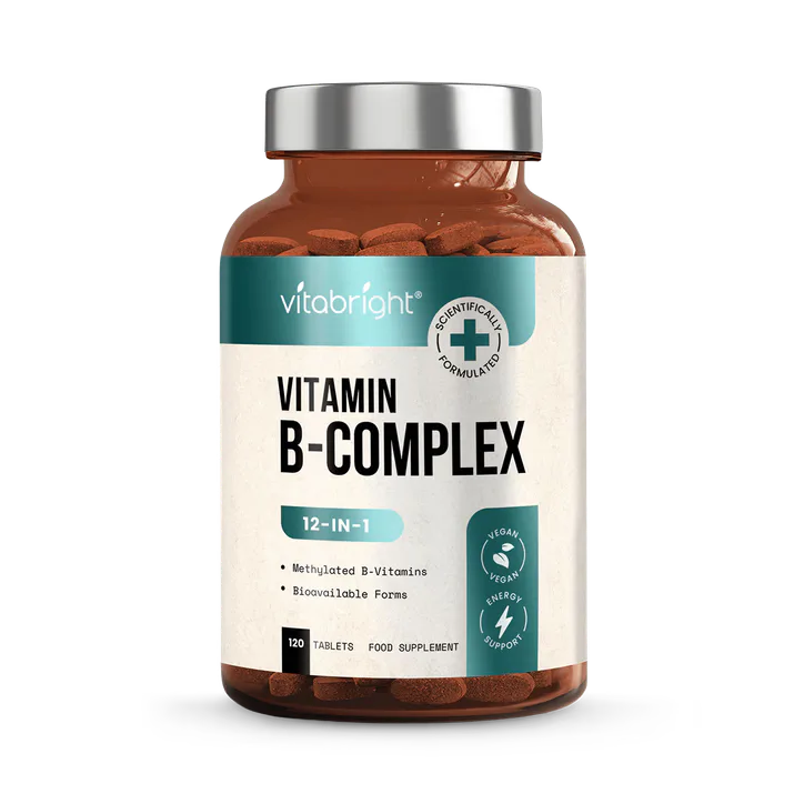 VitaBright Methylated Vitamin B Complex with Vitamin C - 11 B Vitamins - 120 Tablets