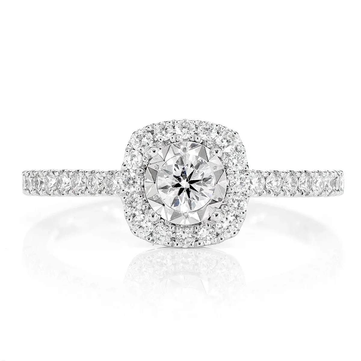 For Him Miracle Set Cushion Halo Diamond Engagement Ring in White Gold / Lab Grown Diamond – Ring