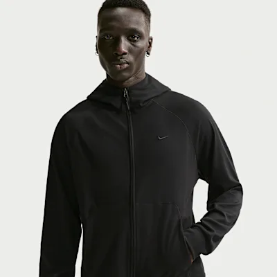 Nike Primary NanoKnit Men's Dri-FIT UV Protection Full-Zip Performance Hoodie - Black/Black