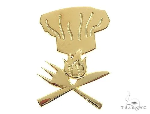 RINA - For Him CUSTOM 18K Gold Custom Made Chef Hat With Flames Pendant 66325 in Rose Gold – Pendant