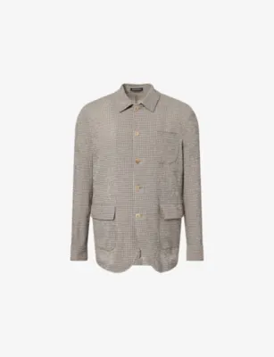 EMPORIO ARMANI Checked Seersucker Cotton Jacket