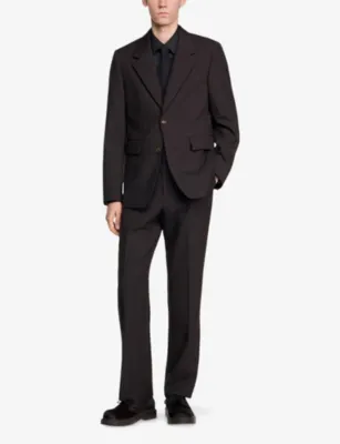 SANDRO Collared Single-Breasted Wool Suit Jacket detail 2