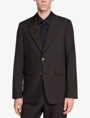 SANDRO Collared Single-Breasted Wool Suit Jacket detail 3