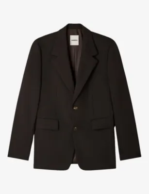 SANDRO Collared Single-Breasted Wool Suit Jacket