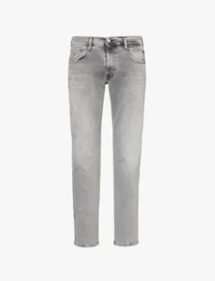 REPLAY Anbass Hyperflex whiskering slim-leg regular-fit stretch-denim jeans - 38/32 in MEDIUM GREY – Mens | Jeans | Straight Leg