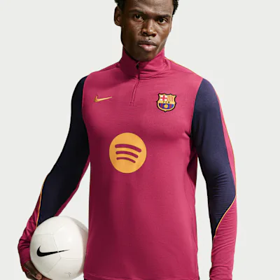 Nike F.C. Barcelona Strike Men's Nike Dri-FIT Football Knit Drill Top - Noble Red/Mineral Yellow/Noble Red/Mineral Yellow