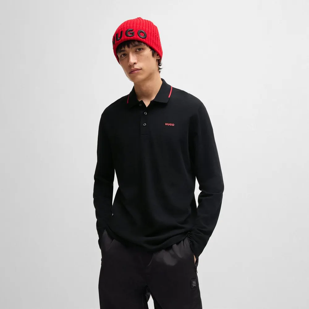 Hugo Mens HUGO Derriko Long Sleeve Polo Shirt with Logo Detail detail 2