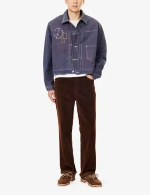 STORY MFG Friday Embroidered Cotton Jacket in Blurple Zig Zag, additional product view 2