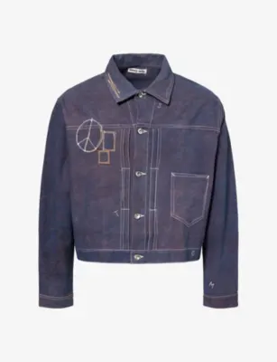 STORY MFG Friday Embroidered Cotton Jacket in Blurple Zig Zag – Mens | Coats & jackets | Field Jackets