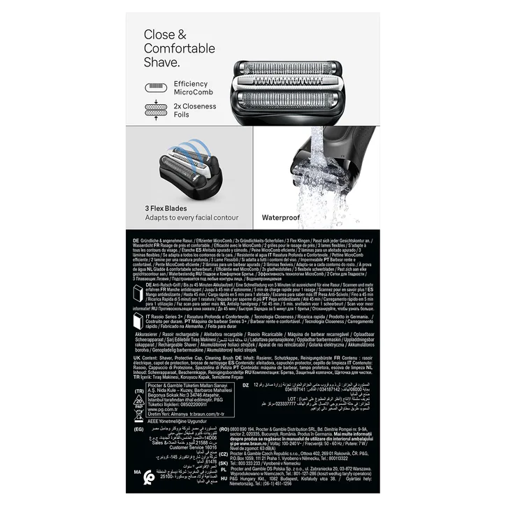 BRAUN Series 3+ Electric Shaver, Dry, 3000S, Grey detail 2