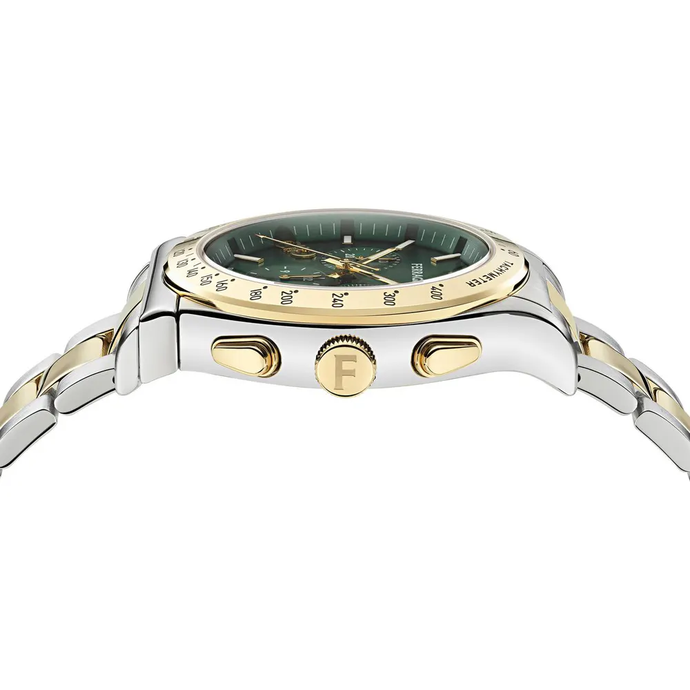 Ferragamo Men's F-80 GMT Analogue Quartz Watch in Green/Two Tone, additional product view 2