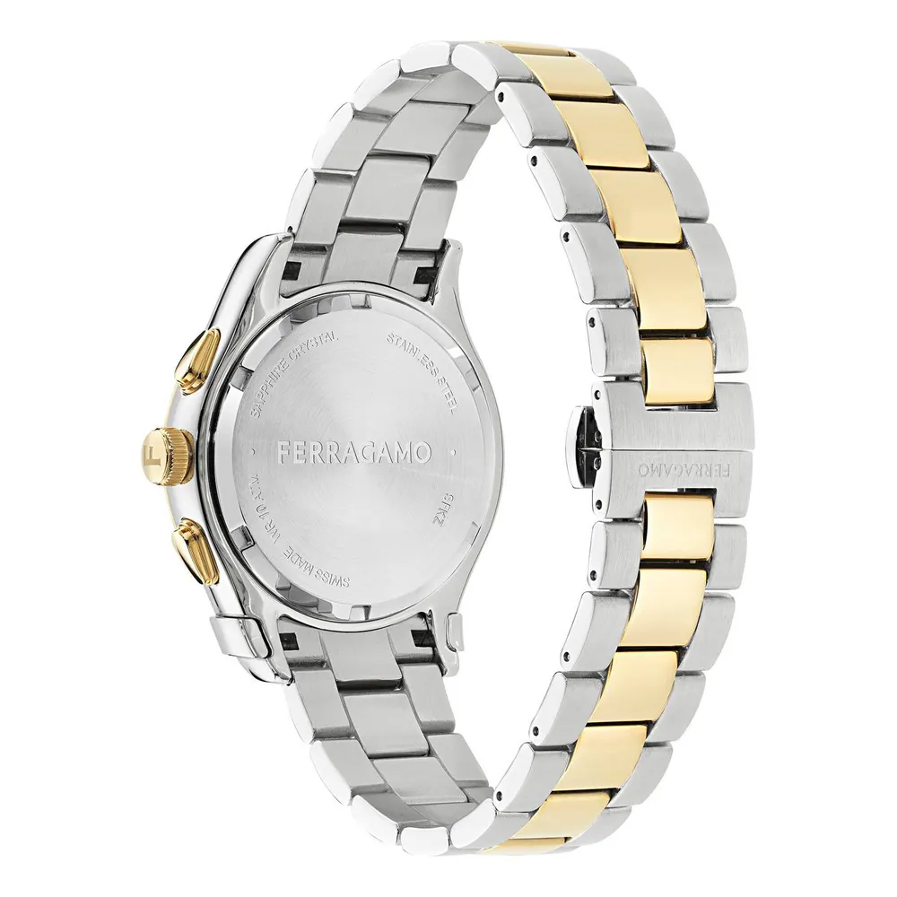 Ferragamo Men's F-80 GMT Analogue Quartz Watch in Green/Two Tone, additional product view 3