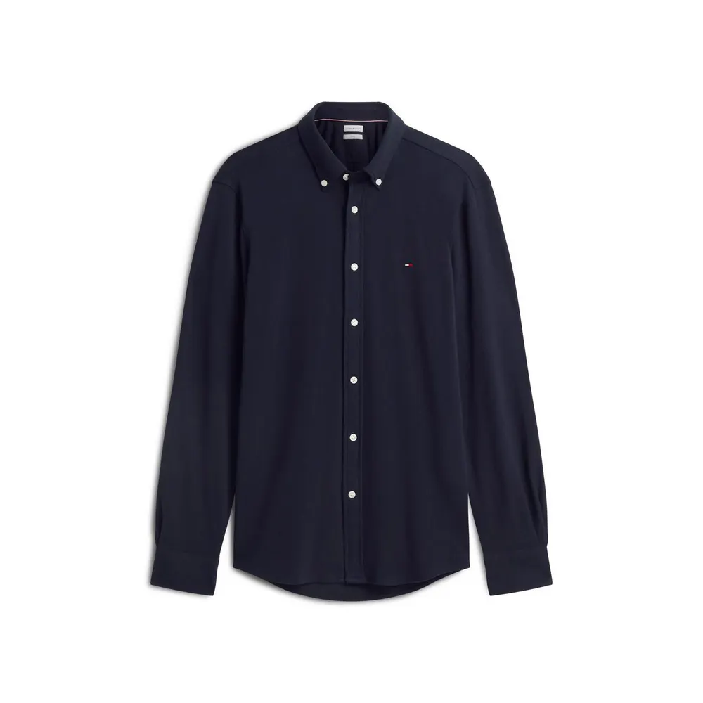 Tommy Hilfiger Men's Cotton Knitted Long-Sleeve Slim-Fit Shirt