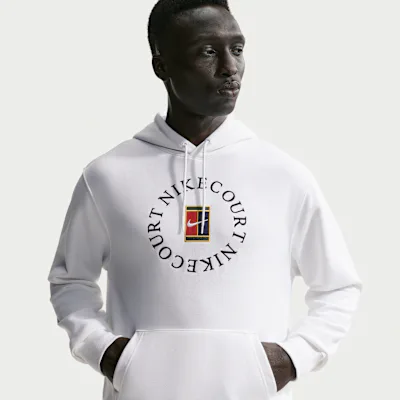 Nike NikeCourt Heritage Men's Dri-FIT French Terry Tennis Pullover Hoodie - White/Black in White/Black – Nike men's and unisex
