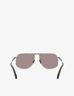 MONCLER ME4014 Vitessa Aviator-Frame Metal Sunglasses in GREY, additional product view 3