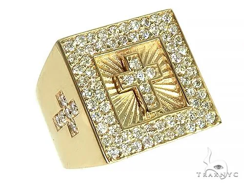 RINA - For Him CUSTOM Custom Made Pinky Diamond Cross Ring 66265 in Rose Gold / 2 – Ring