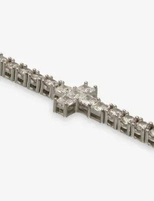 GLD Cross 14ct White Gold Plated And Cubic Zirconia Tennis Bracelet - 8in detail 3