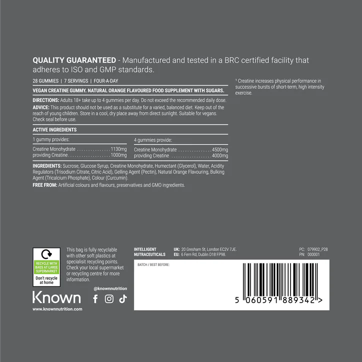 Known Nutrition Creatine Orange Flavour 28 Gummies detail 2