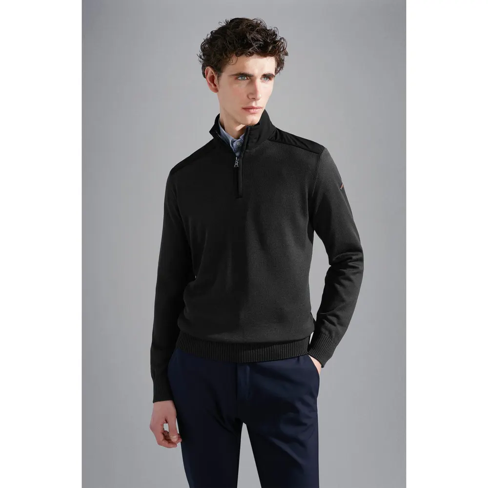 Paul And Shark Men's Half-Zip Knitted Top in Grey, additional product view 2