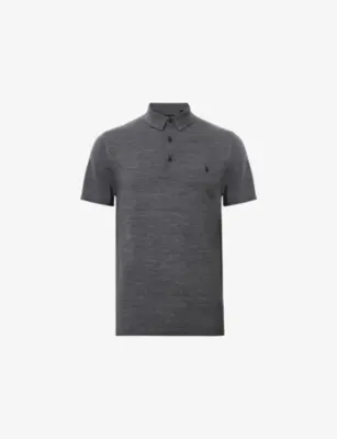 ALLSAINTS Mode Short-Sleeve Merino Wool Polo Shirt - MONUMENT GREY detail 3