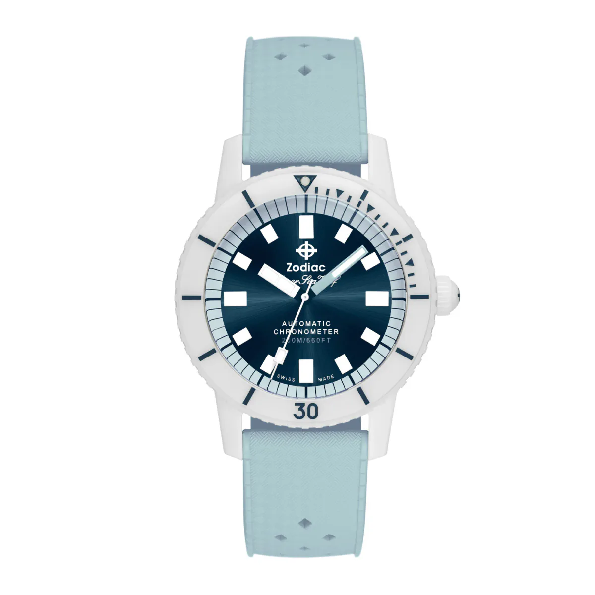 Zodiac Super Sea Wolf Ceramic Compression Diver Automatic Rubber Strap Watch