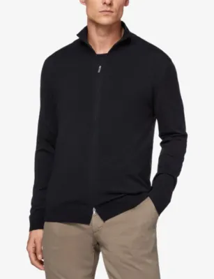 BOGGI MILANO Full-Zip Merino Wool Jumper detail 3