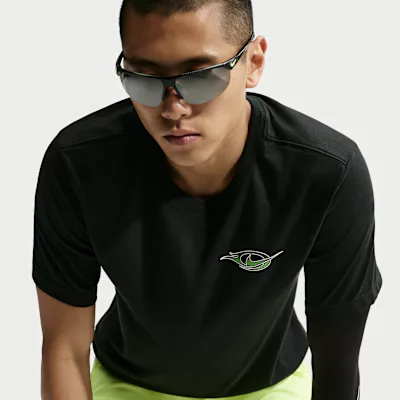 Nike Men's Dri-FIT Running T-Shirt - Black/Mean Green/White