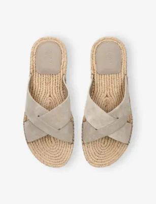 ZEGNA Cross-Over Suede Espadrille Flat Sandals - EUR 39 / 5 UK MEN in GREY, additional product view 2