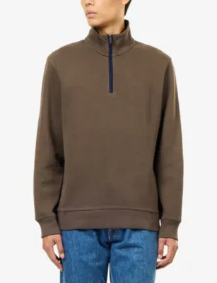 GANT Sacker Rib Half-Zip Cotton-Jersey Sweatshirt detail 3
