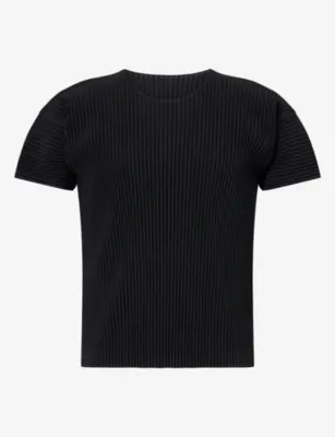 HOMME PLISSE ISSEY MIYAKE Basics Pleated Knitted T-Shirt in 15-black – Mens | Tops & t-shirts | T-Shirts | Plain T-Shirts