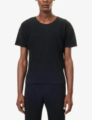 HOMME PLISSE ISSEY MIYAKE Basics Pleated Knitted T-Shirt in 15-black, additional product view 3