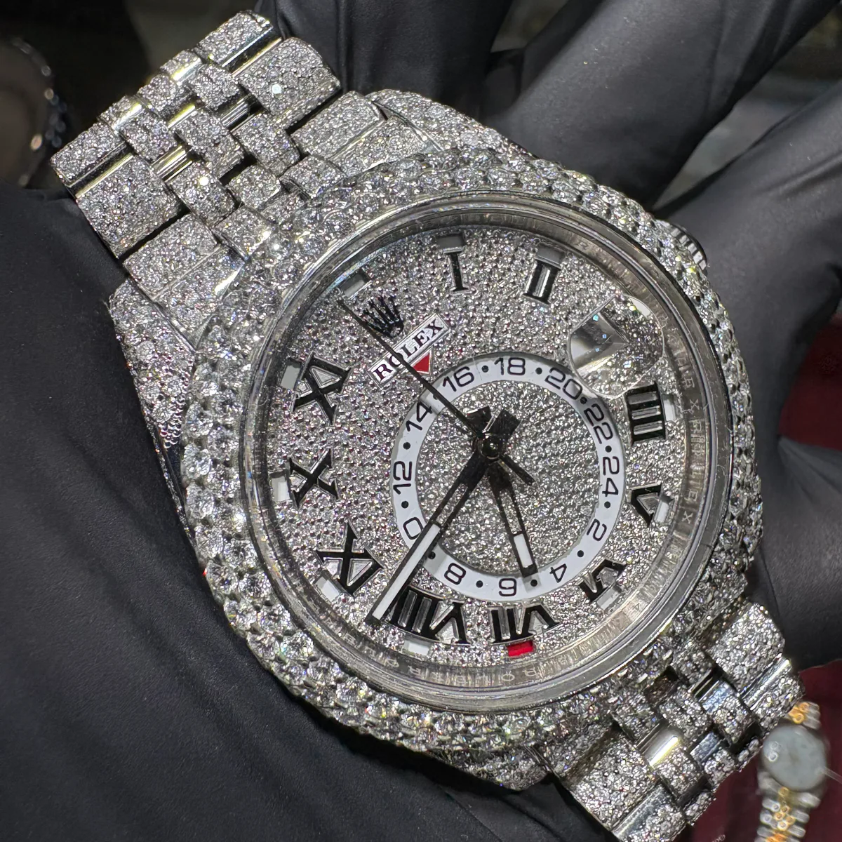 ANKUR - For Him WATCHES Rolex Sky-Dweller 42mm | Oystersteel | Iced Out Roman Dial – Watch