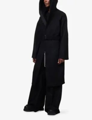 RICK OWENS Tower Belted Wool Coat detail 2