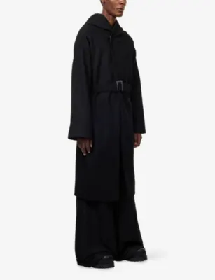 RICK OWENS Tower Belted Wool Coat detail 3
