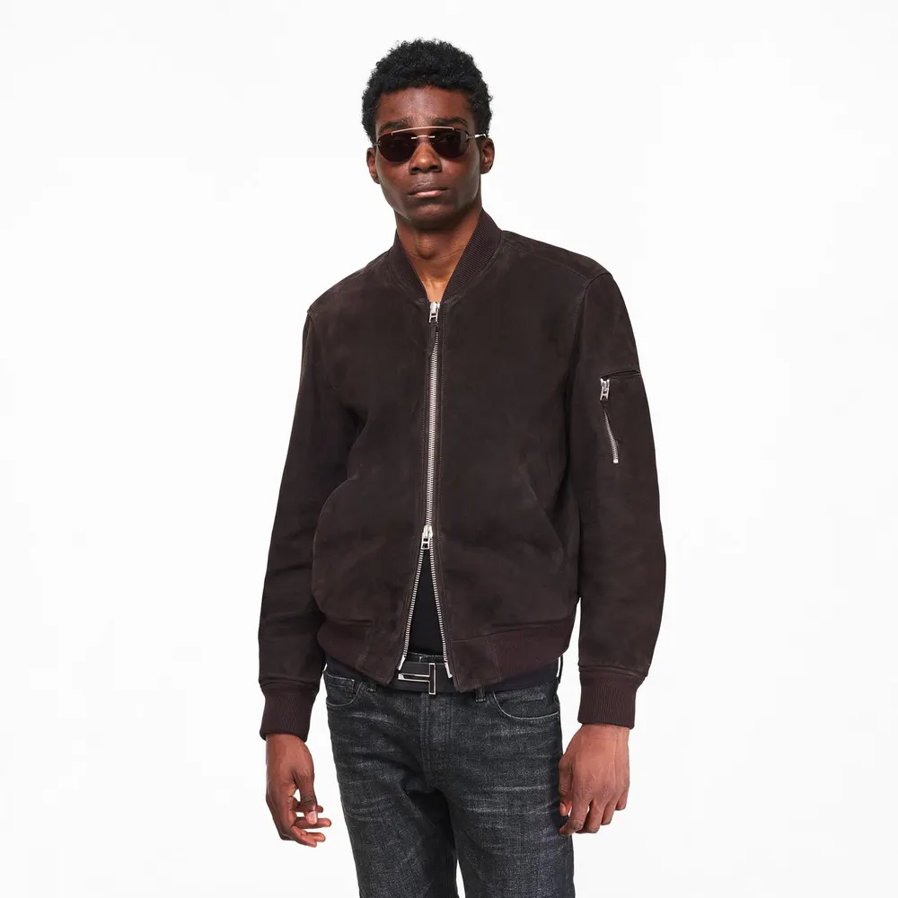 Tom Ford Mens Light Suede Bomber detail 3
