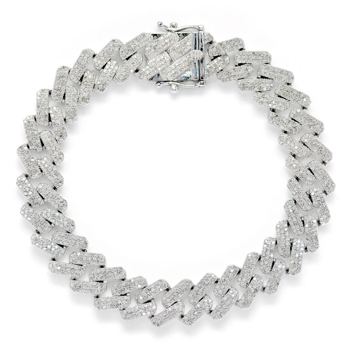 For Him Sterling Silver 9mm Miami Cuban Diamond Bracelet