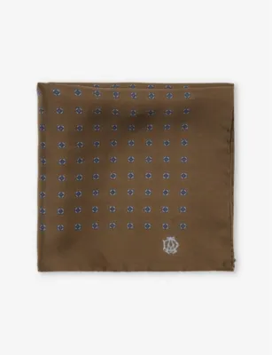 DUNHILL Circular Neats printed silk pocket square