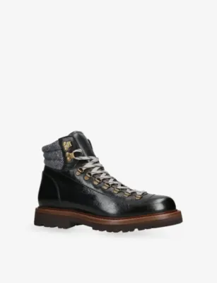 BRUNELLO CUCINELLI Felt-Trim Leather Ankle Boots - EUR 42 / 8 UK MEN in BLACK, additional product view 3