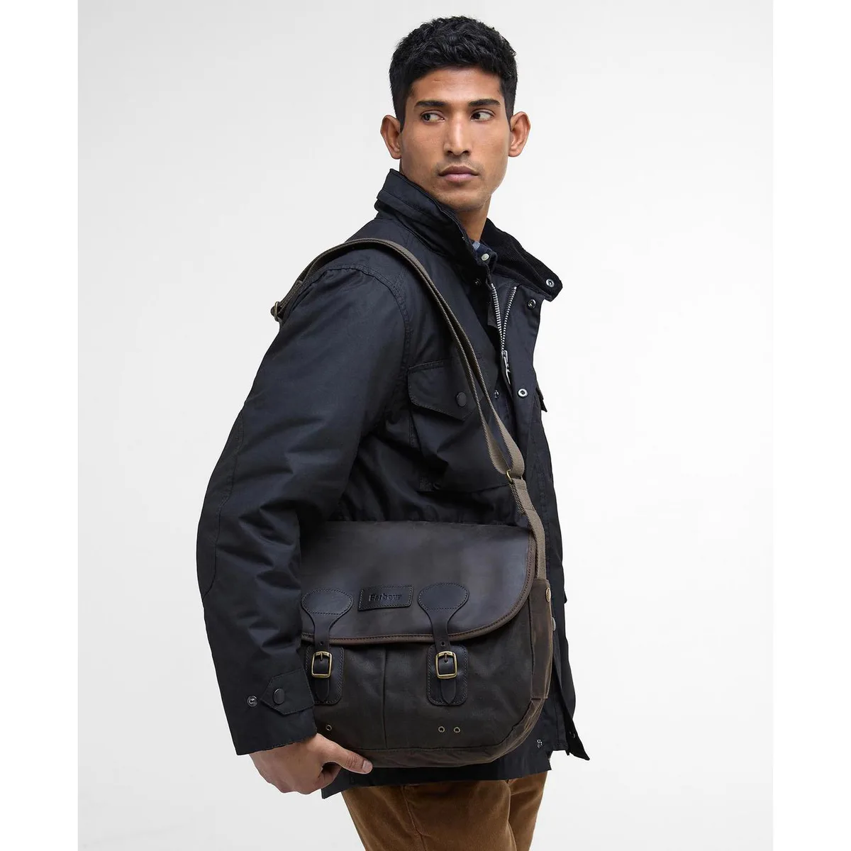 Barbour Tarras Waxed Cotton and Leather Crossbody Bag