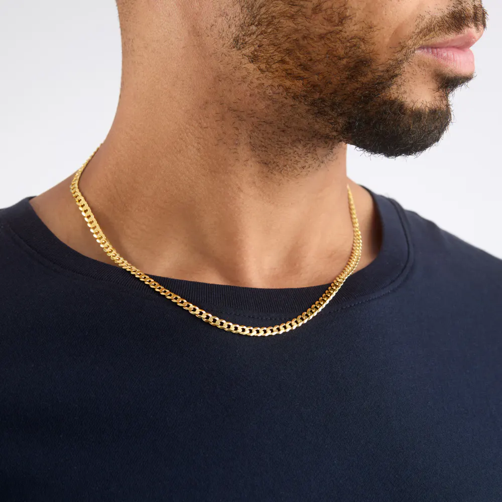 For Him Sterling Silver and Yellow Gold Plated Curb Chain Necklace detail 2