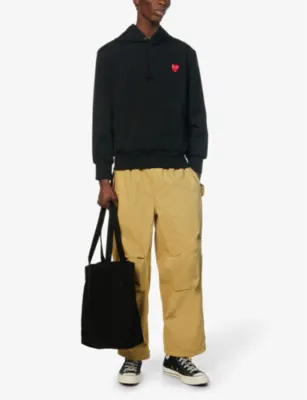 COMME DES GARCONS PLAY Heart-appliquéd stretch hoody detail 3