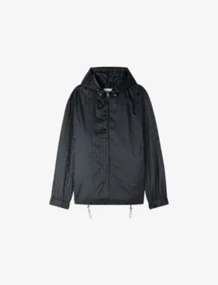 SANDRO Graphic-print hooded nylon jacket