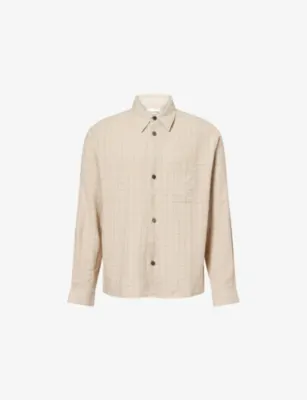 FRAME Check-Print Plaid Linen-Blend Shirt