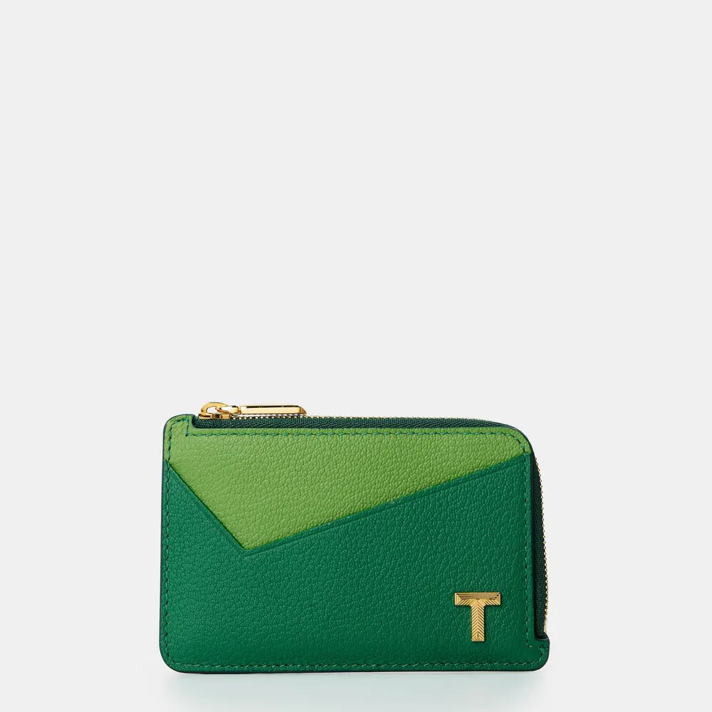 Tiffany T Zipped Card Holder in Green – Accessories