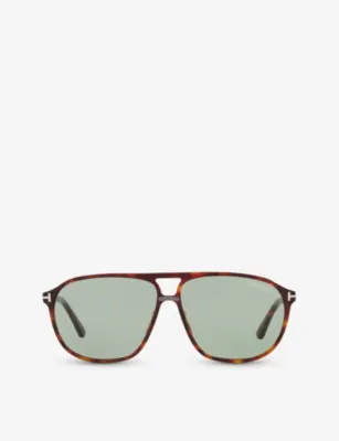 TOM FORD TR001634 Bruce tortoiseshell aviator-frame acetate sunglasses