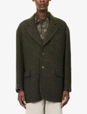 UMA WANG Java Cashmere-Blend Jacket in DARK GREEN, additional product view 3