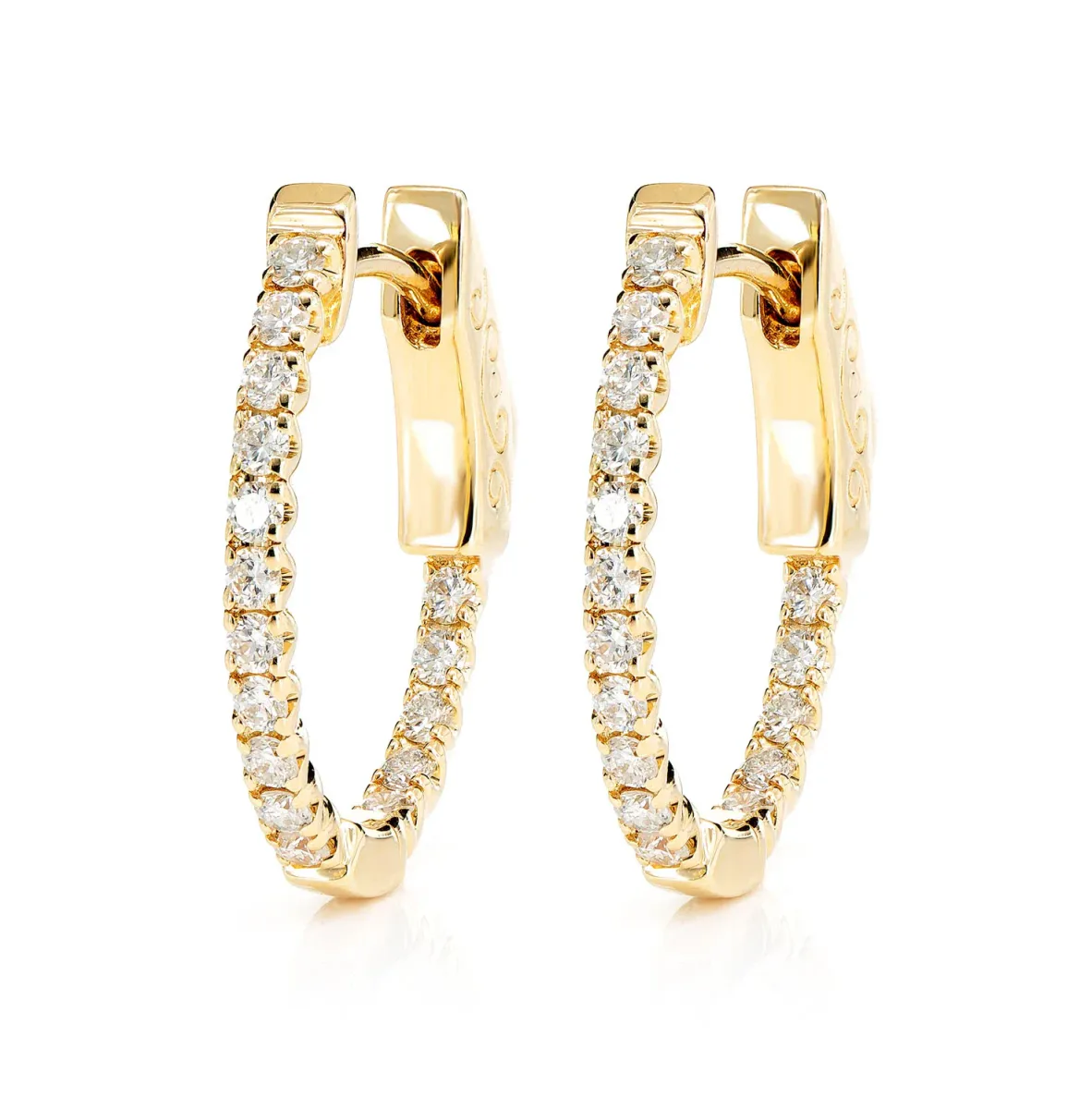 For Him Diamond Inside Outside Quick Release Huggie Hoop Earrings in Rose Gold / Lab Grown Diamond – Earring